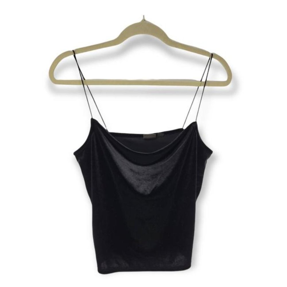 Free Press Black Velour Velvet Tank Top/Cami